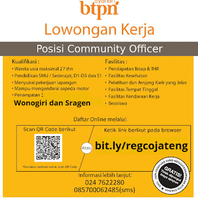 Lowongan Kerja Community Officer Di Btpn Syariah Penempatan Wonogiri Sragen Solo Jawa Tengah Desember 2021 Karer Id