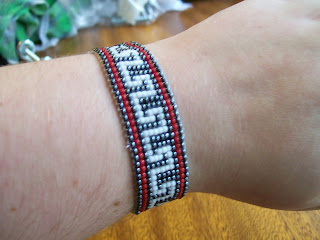 Seed Bead Bracelet Worn Greek Key Victorian Bracelet Worn