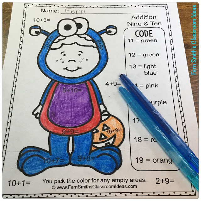 Download This Halloween Color By Numbers Non-Scary Costumed Kids Addition and Subtraction Bundle to Use in Your Classroom Today!