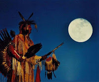Native American Warrior and full moon