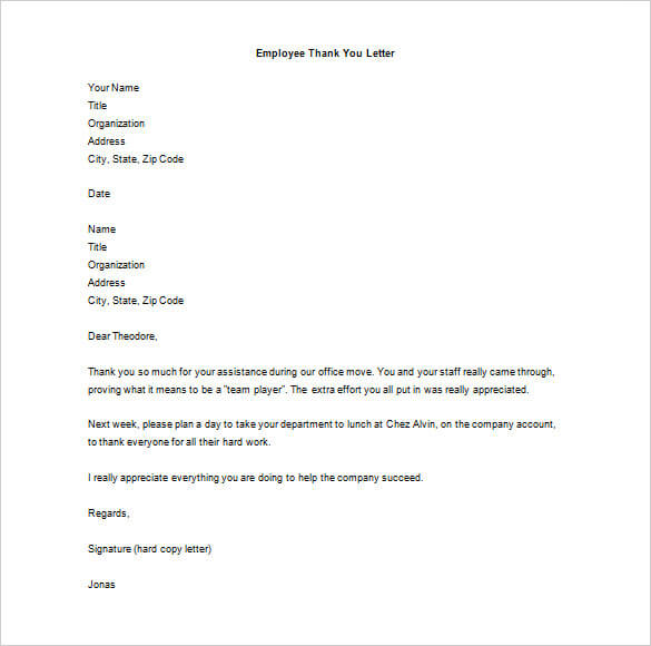 Thank You Letter To Employees For Hard Work Thank You Letter To Employees For Hard Work