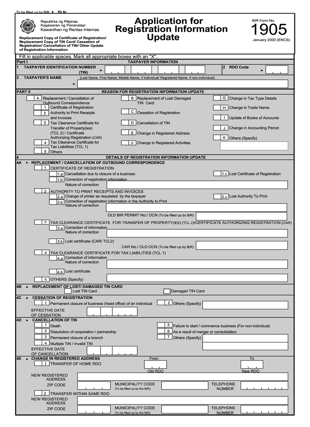 Bir Form 1905 Colororient Bir Form 1905 Colororient