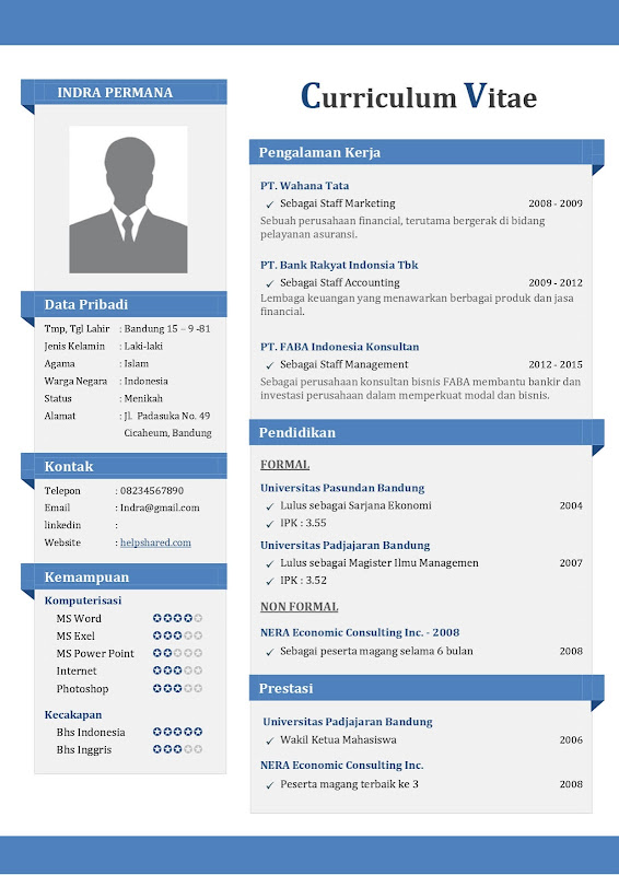 Contoh CV Lamaran Kerja Menarik 6 Berwarna contoh cv curriculum vitae