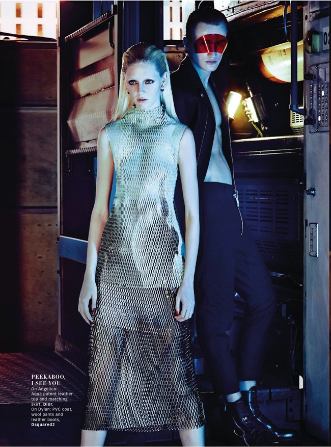 Female Singapore October 2015, Angelica Jung & Nina Christian Dior 2015 AW RTW Aqua Laser-Cut Patent Leather Top Editorials