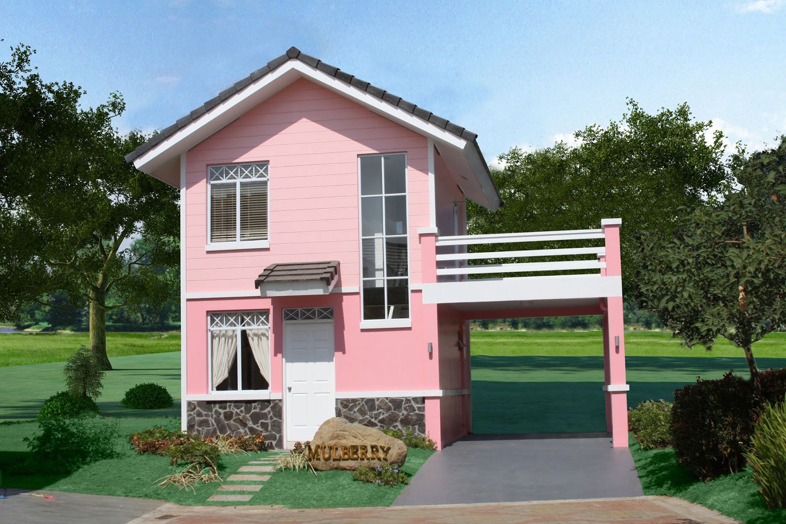 Villa Modelleri Pembe boyalı küçük bir villa modeli FOTO