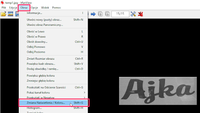 edycja obrazu w irfanview - naświetlenie