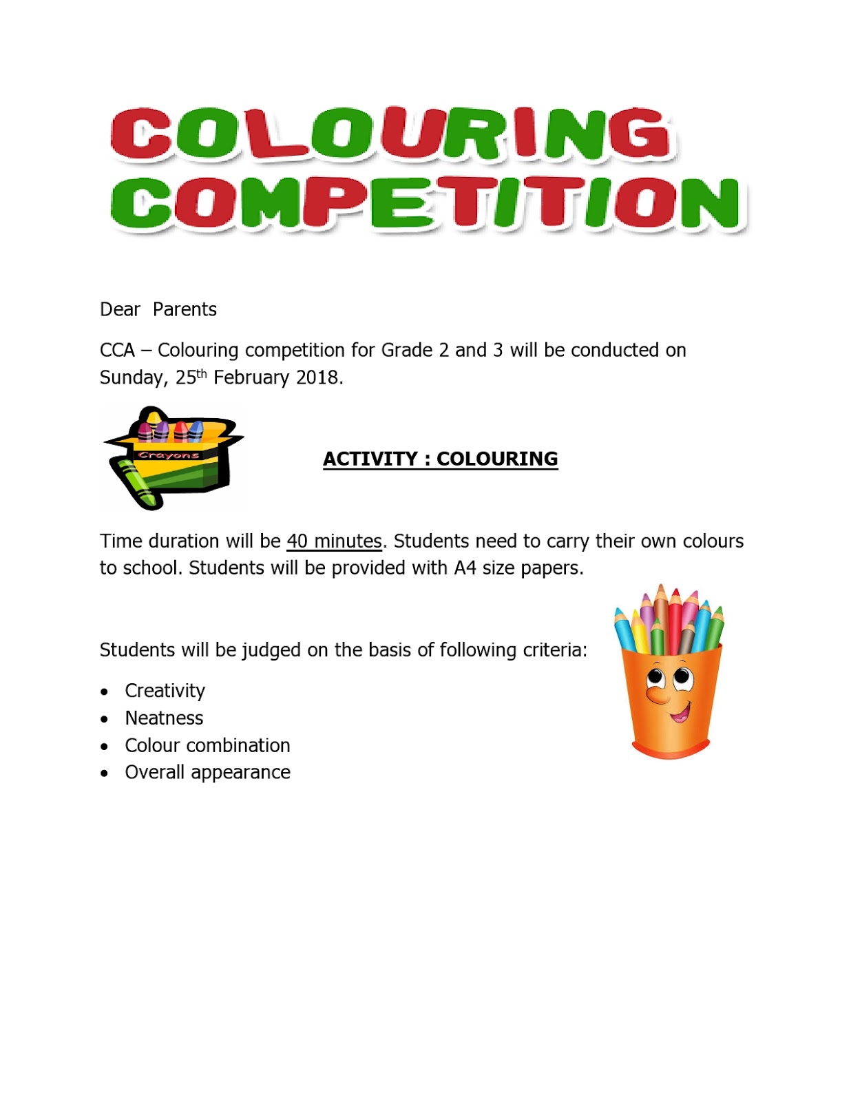 WORLD SCHOOL OMAN CCA Circular Colouring Competition