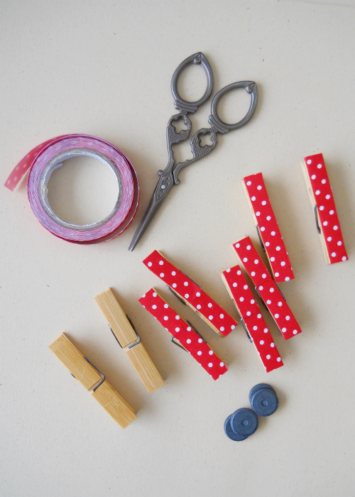DIY Deco fabric tape clothespin magnet tutorial - Sweet Tidings