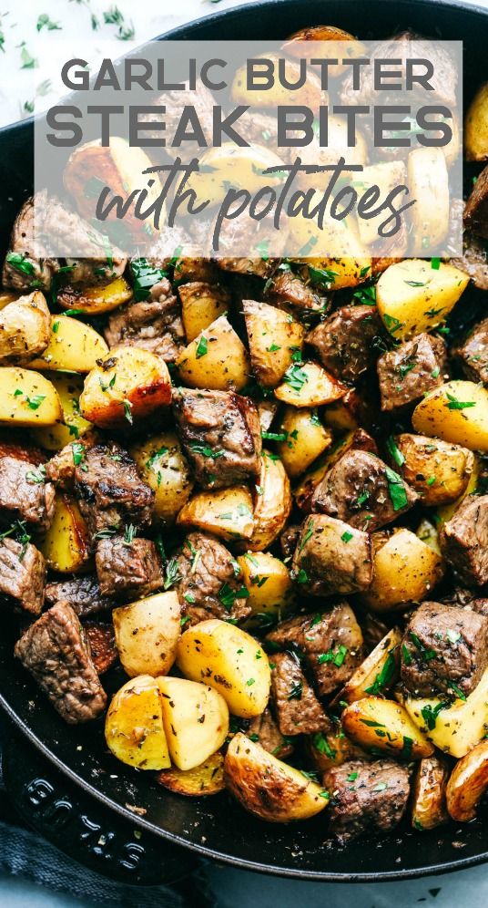 Garlic Butter Herb Steak Bites with Potatoes are such a simple meal that is full of tender garlic herb melt in your mouth steak with potatoes. This is a meal that the entire family will love! Garlic Butter Herb Steak Bites with Potatoes are such a simple meal that is full of tender garlic herb melt in your mouth steak with potatoes. This is a meal that the entire family will love!