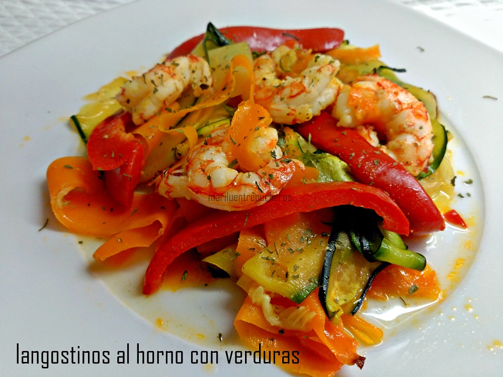Marilú Entre Pucheros: LANGOSTINOS AL HORNO CON VERDURAS