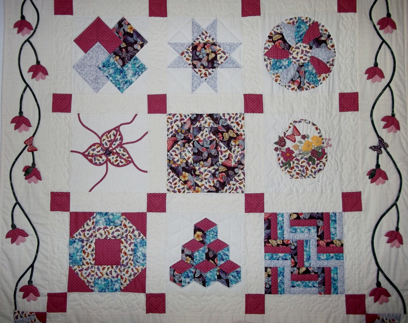 Maureen's Quilts A sampler quilt.