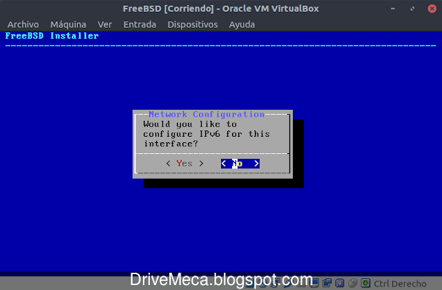 No habilitamos protocolo IPv6 seleccionando No No habilitamos protocolo IPv6 seleccionando No