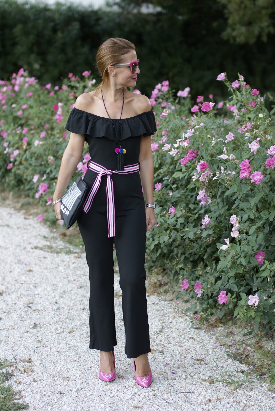 Black off the shoulder jumpsuit Fashion and Cookies fashion and