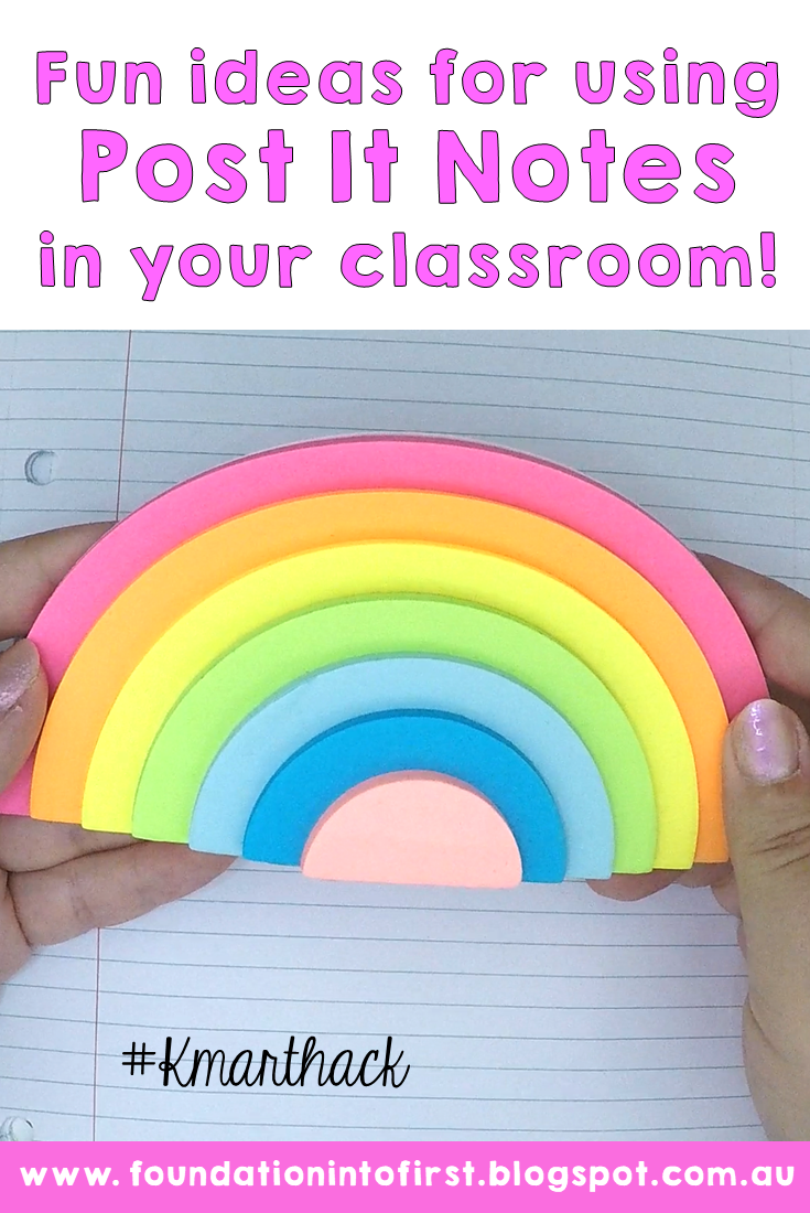 Fun ideas for using Kmart Rainbow Post It Notes in your classroom