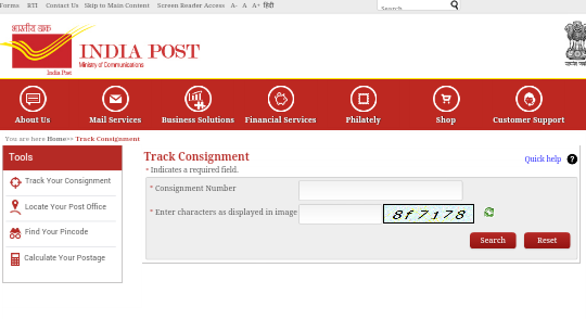 India post track speed post