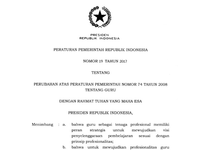 Download Peraturan Pemerintah Nomor 19 Tahun 2017 Tentang Guru Download Peraturan Pemerintah Nomor 19 Tahun 2017 Tentang Guru