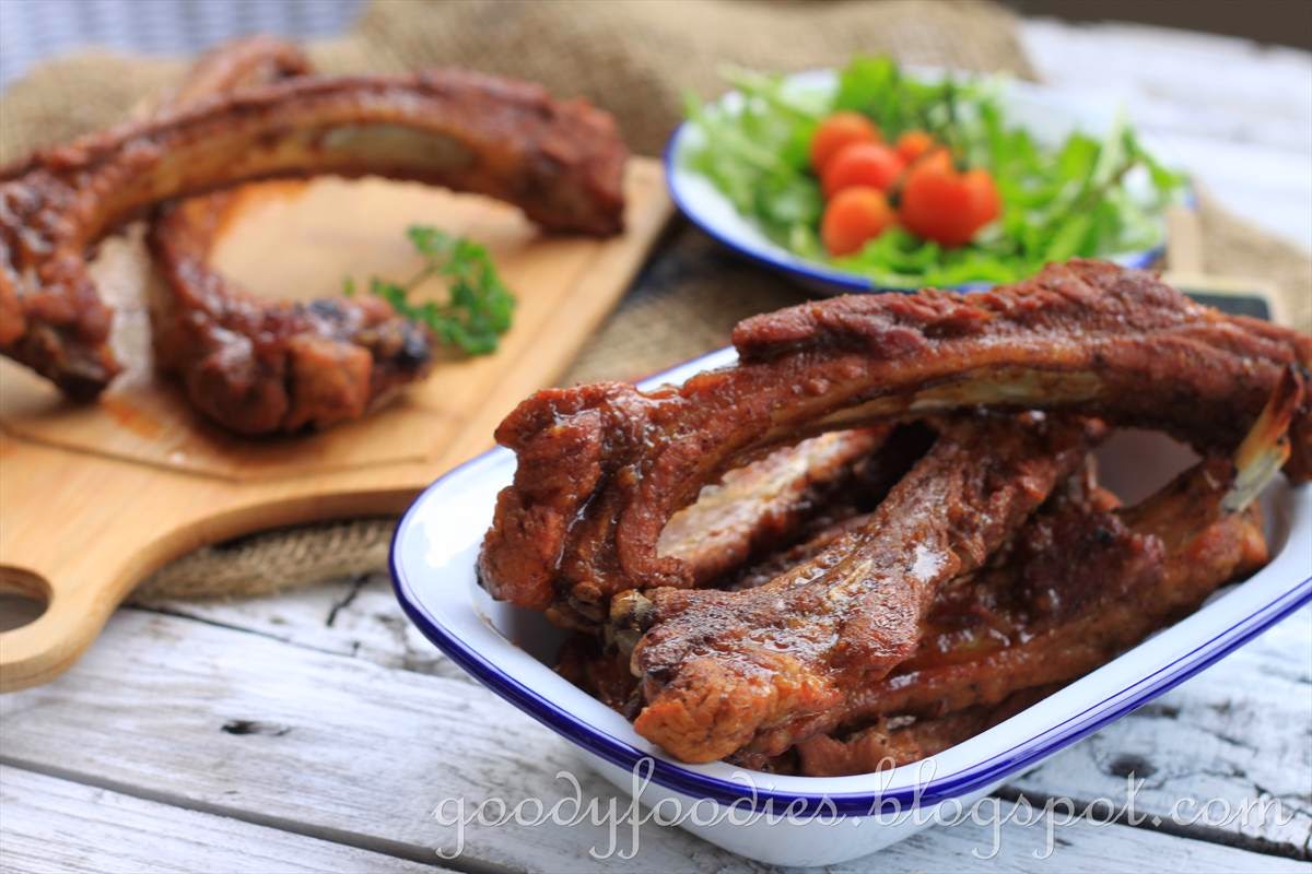 GoodyFoodies: Recipe: Honey-Mustard Glazed Pork Ribs in Oven and Broiler (Bobby Flay)