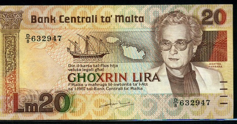 malta currency lira maltese money agatha paper coins foreign banknotes notes