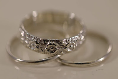 Sterling Silver Band Floral Wreath Design 3-Ring Set Now on Etsy