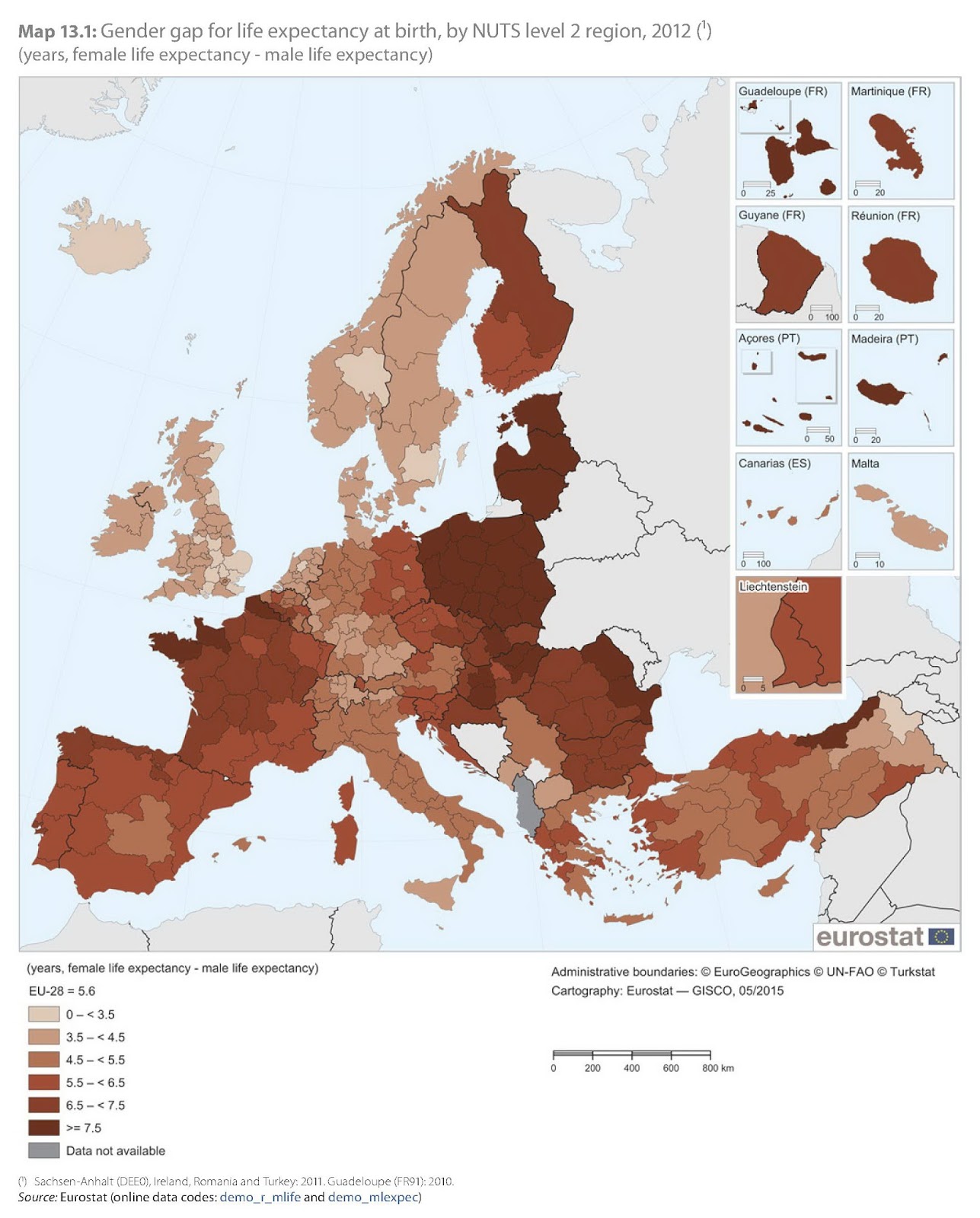 Gender gap for life expectancy at birth Vivid Maps