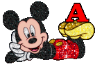 Alfabeto tintineante de Mickey Mouse recostado A. 