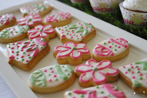 Easter garden party decorated cookies