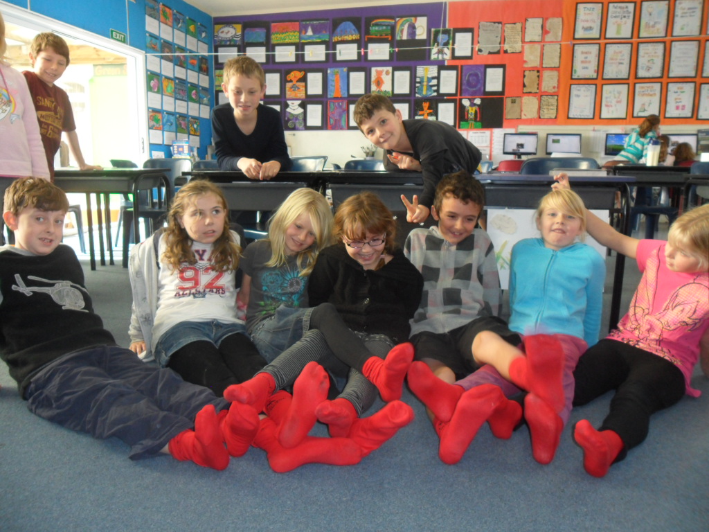 Room 4 Tomarata Red Sock Day by Michael and Jasper