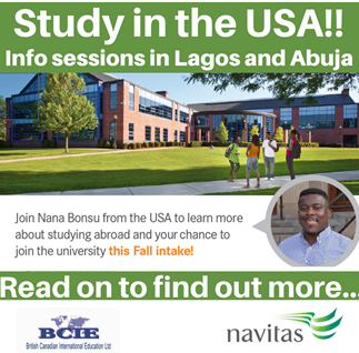 gg Study in the USA!!! Info sessions in Lagos and Abuja