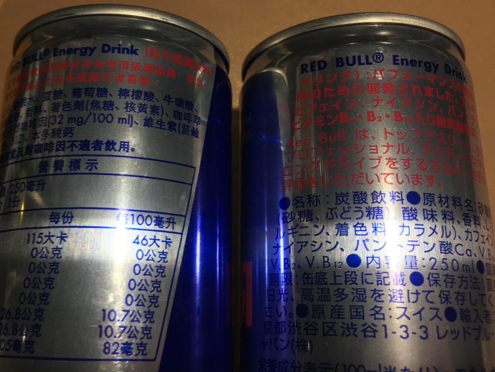 台湾のレッドブル と 日本のレッドブル のデザインと味を比べてみました ずどーんどこ