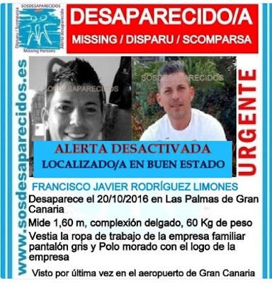 Alerta desactivada por la desaparición del joven de Las Palmas de  Gran Canaria Francisco Javier Rodríguez Limones, localizado en buen estado