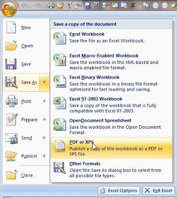 Save as Excel file to PDF
