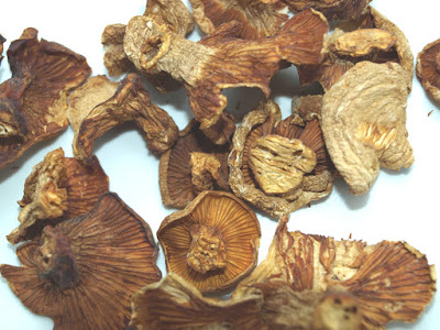 Dried chanterelle mushrooms An image of dried chanterelle mushrooms