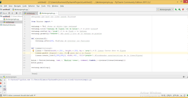 Graficación : Unidad 2: Ejemplo de Tkinter en pycharm