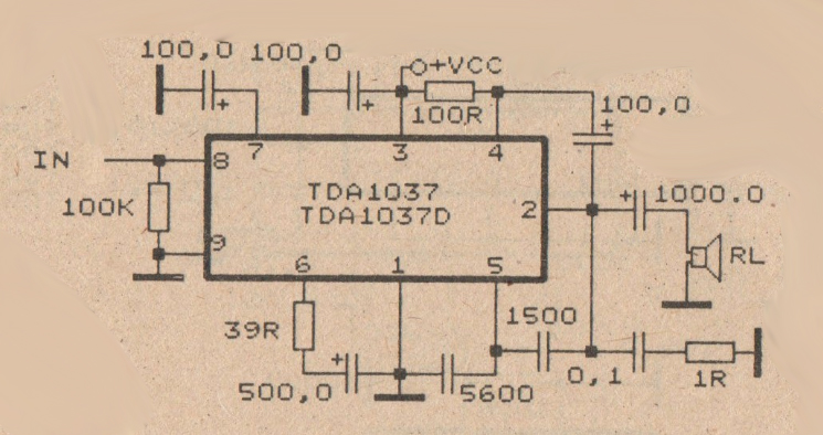 Low noise amplifier circuit with IC TDA1037 - Electronic Circuit