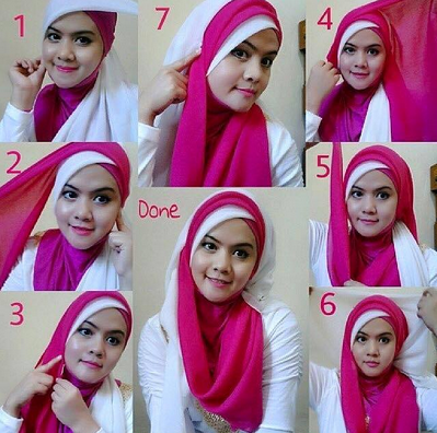 Model Jilbab Segi Empat 2 Lapis