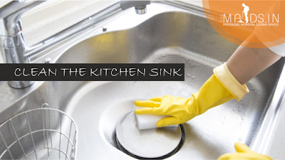 The sink, mainly talking about the faucet, can be easily wiped free of microbes and any food particles with just an all-purpose cleaner. 