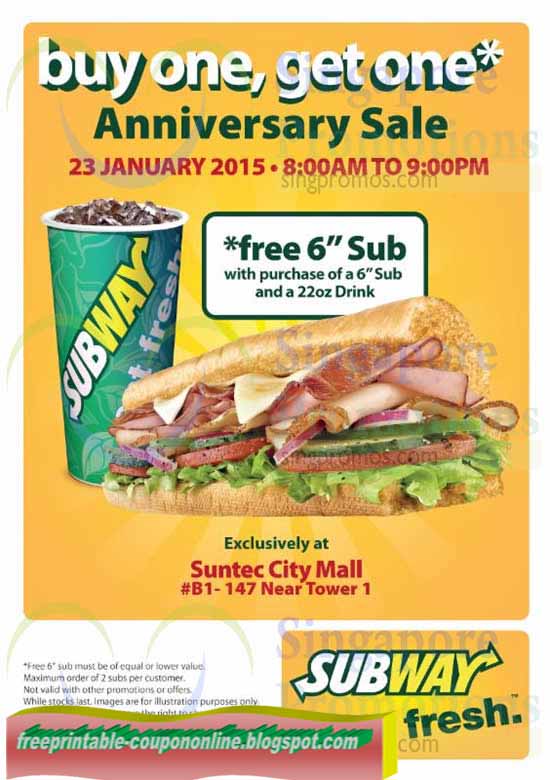 Subway sandwich coupons april 2019