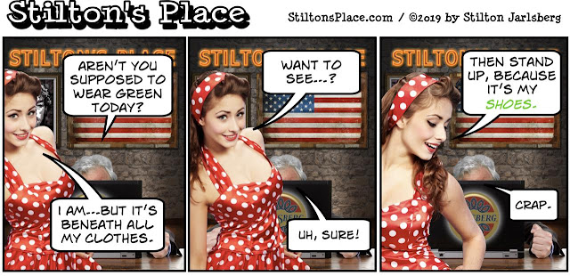 stilton’s place, stilton, political, humor, conservative, cartoons, jokes, hope n’ change, st patrick's day, busty ross, green