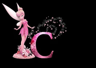 Abecedario con Tinker Bell en Rosa. Pink Tinker Bell Alphabet.