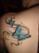 Tatouage papillon bleu épaule (tatouage papillon)