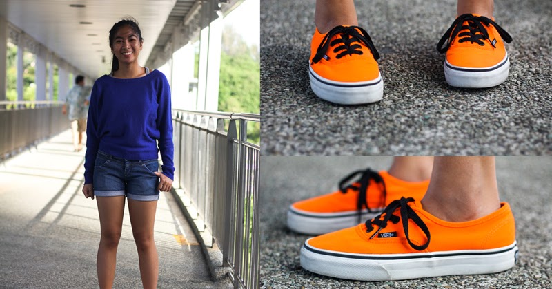 neon orange slip on vans