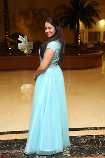 Pujita Ponnada in transparent sky blue dress at Darshakudu pre release ~  Exclusive Celebrities Galleries 002