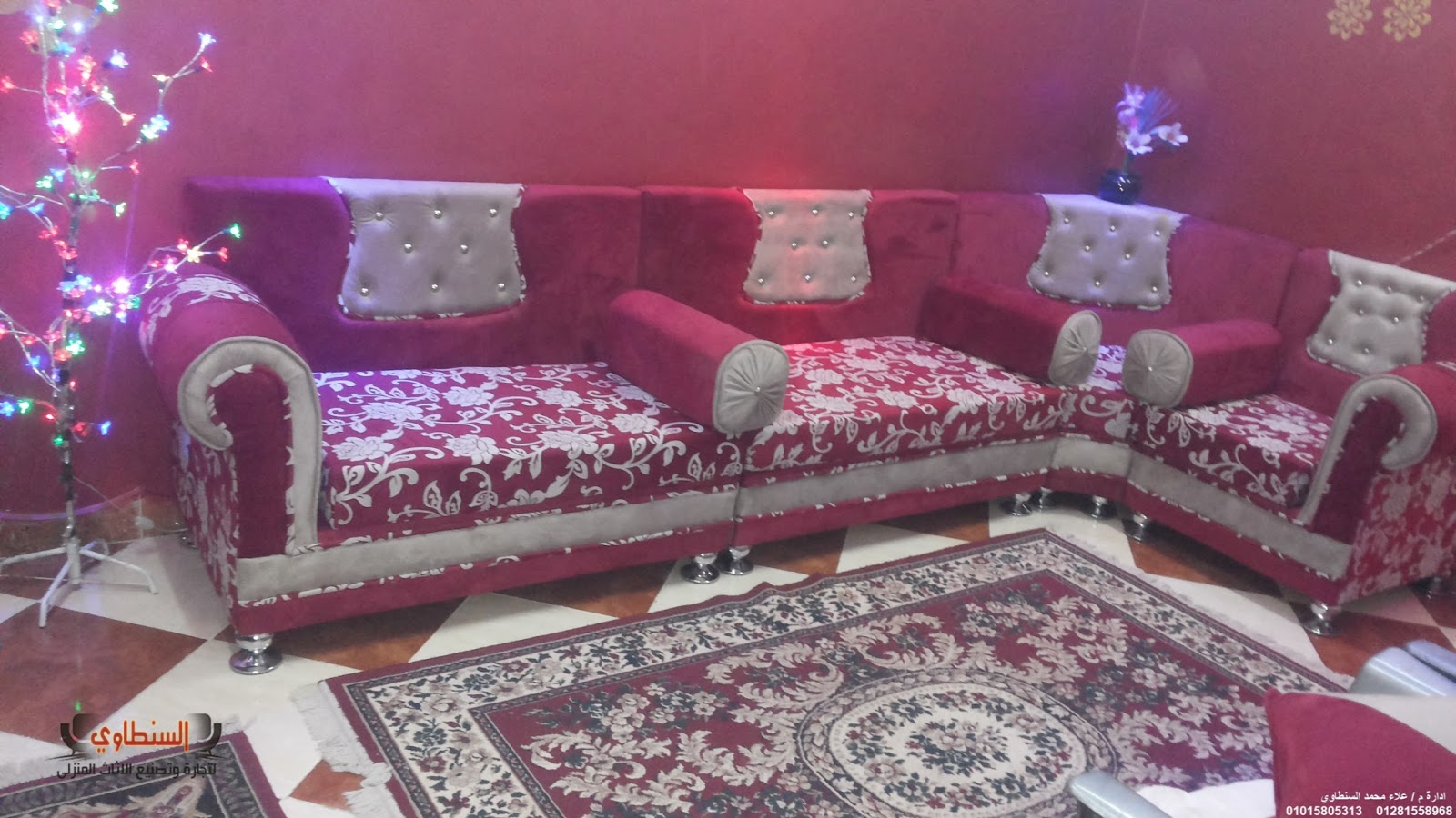 ركنة مودرن باللون النبيتي والبيج الغامق السنطاوي لتجارة وتصنيع الاثاث