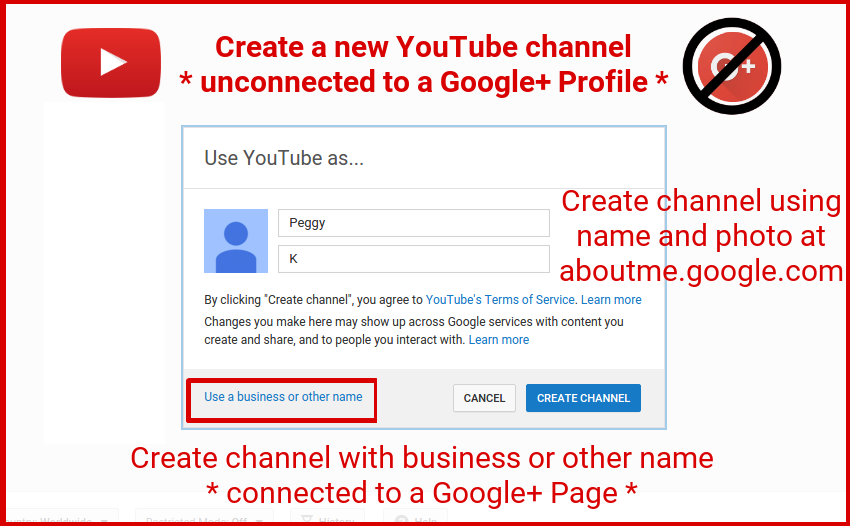 Create a new  Channel without Google+