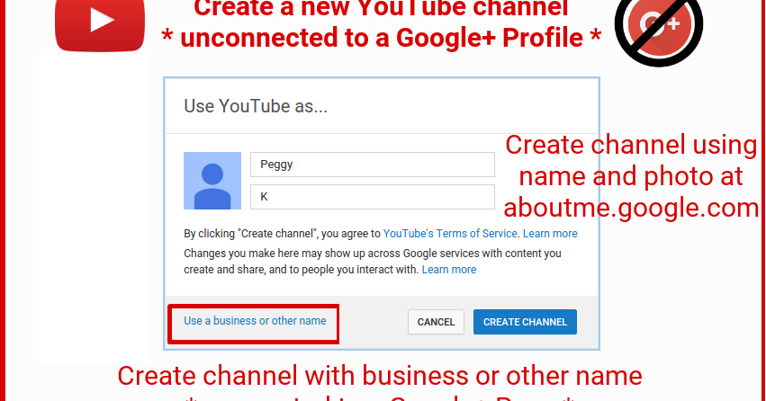 Create new  channel using Google+ profile