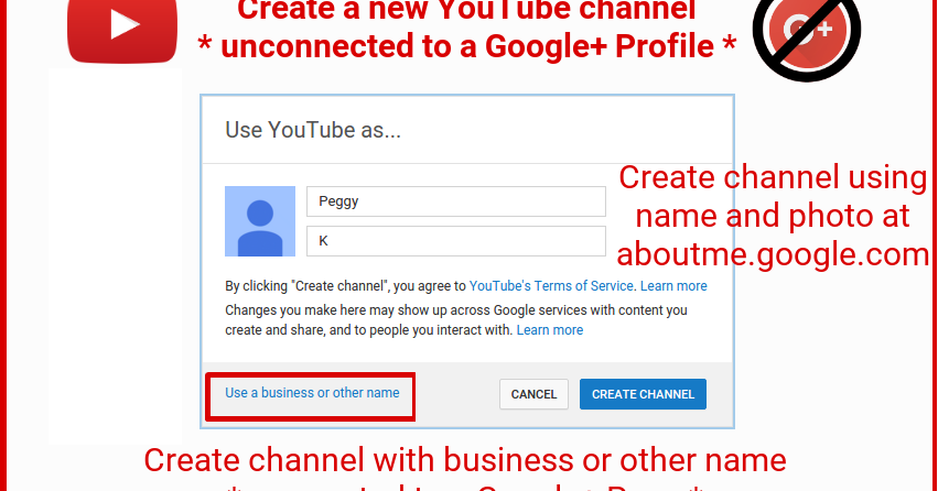 Create a new  Channel without Google+