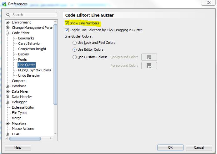 Oracle Dba 12c How To How To Display Line Numbers In Pl Sql Developer Editor