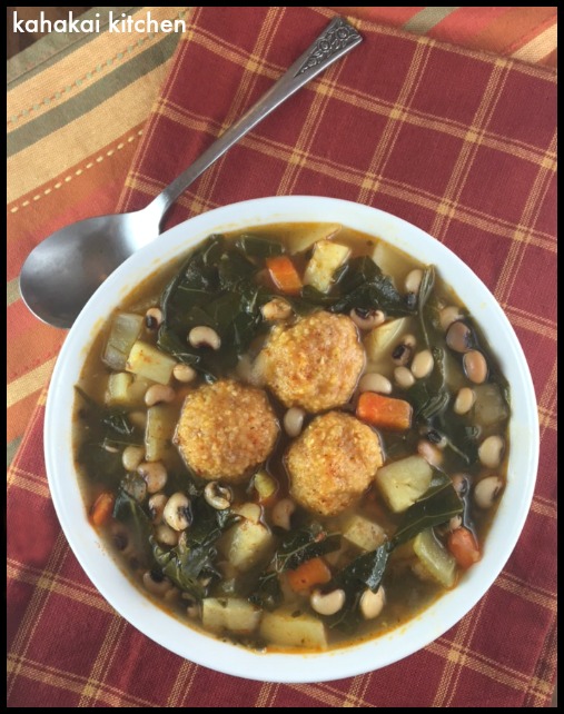Kahakai Kitchen Potato & Collard Greens Soup with MapleCornmeal
