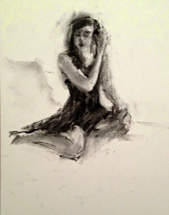 Connie Chadwell's Hackberry Street Studio Charcoal Sketch of a Seated