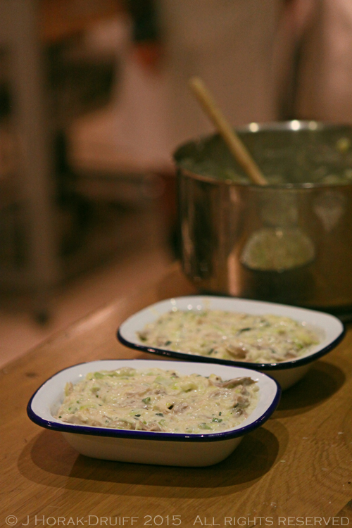 Cheesy chicken leek and tarragon potpie Jinn in a bottle